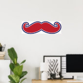 Mustache - Rood, wit en blauw Poster (Thuiskantoor)