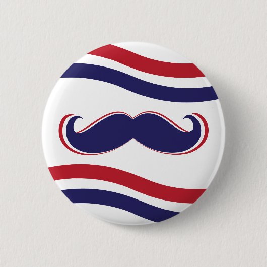 Mustache - Rood, wit en blauw Ronde Button 5,7 Cm (Voorkant)