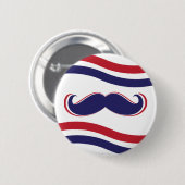 Mustache - Rood, wit en blauw Ronde Button 5,7 Cm (Voorkant /achterkant)