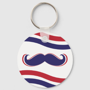 Mustache - Rood, wit en blauw Sleutelhanger