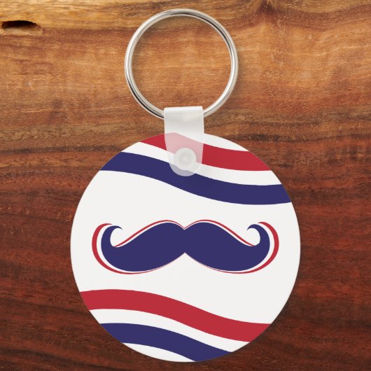 Mustache - Rood, wit en blauw Sleutelhanger (Voorkant)