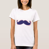 Mustache - Rood, wit en blauw T-shirt (Voorkant)