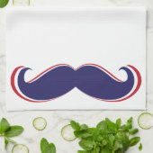 Mustache - Rood, wit en blauw Theedoek (Gevouwen)