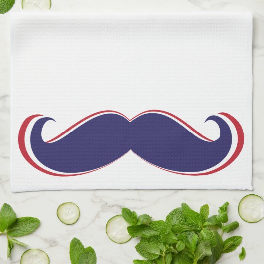 Mustache - Rood, wit en blauw Theedoek (Gevouwen)
