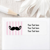 Mustache Roze Gestreepte Verjaardagsfeestetiketten Etiket (Insitu)