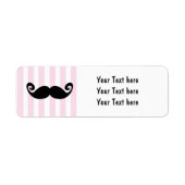 Mustache Roze Gestreepte Verjaardagsfeestetiketten Etiket (Voorkant)