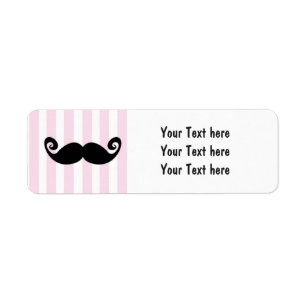 Mustache Roze Gestreepte Verjaardagsfeestetiketten Etiket