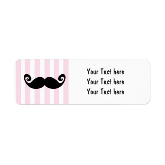 Mustache Roze Gestreepte Verjaardagsfeestetiketten Etiket (Voorkant)