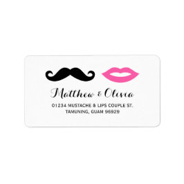 Mustache & Roze Lippen Bruiloft Adresetiketten Etiket