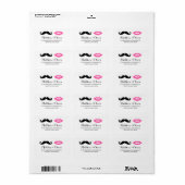 Mustache & Roze Lippen Bruiloft Adresetiketten Etiket (Full Sheet)