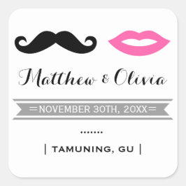 Mustache & Roze Lippen Bruiloft Favor Stickers