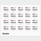 Mustache & Roze Lippen Bruiloft Stickers (Vel)