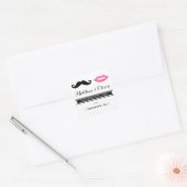 Mustache & Roze Lippen Bruiloft Stickers (Envelop)