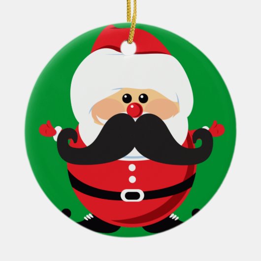 Mustache Santa Claus Keramisch Ornament (Voorkant)