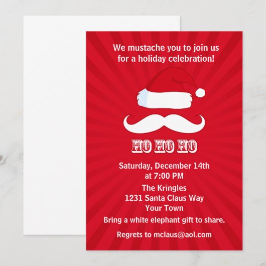 Mustache Santa Red Kaart (Voorkant / Achterkant)