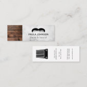 Mustache Shave en Haircut Barber | Houtsim Mini Visitekaartje (Voorkant / Achterkant)