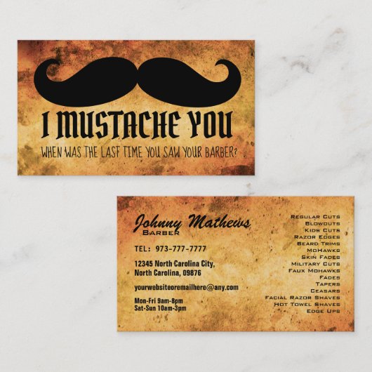 Mustache slogan Visitekaartjes (Voorkant / Achterkant)