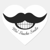 Mustache Smile Hart Sticker (Voorkant)