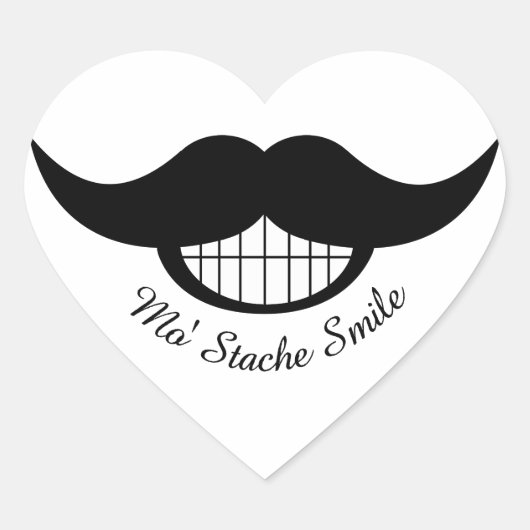 Mustache Smile Hart Sticker (Voorkant)