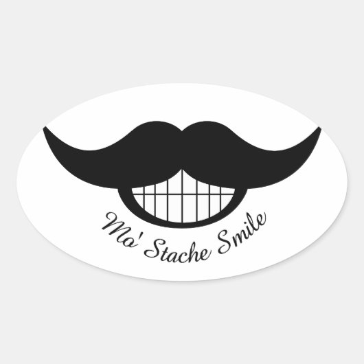 Mustache Smile Ovale Sticker (Voorkant)