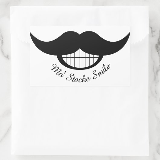 Mustache Smile Rechthoekige Sticker (Tas)