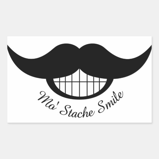 Mustache Smile Rechthoekige Sticker (Voorkant)