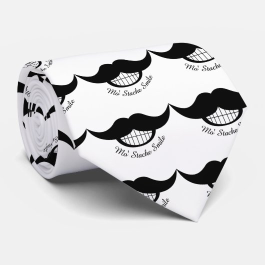 Mustache Smile Stropdas (Opgerold)