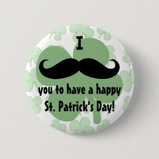 Mustache St. Patrick's Day Pin Ronde Button 5,7 Cm (Voorkant)
