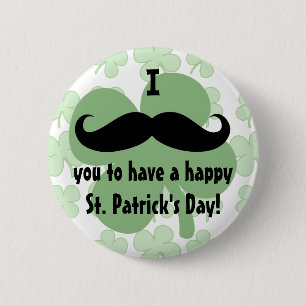 Mustache St. Patrick's Day Pin Ronde Button 5,7 Cm