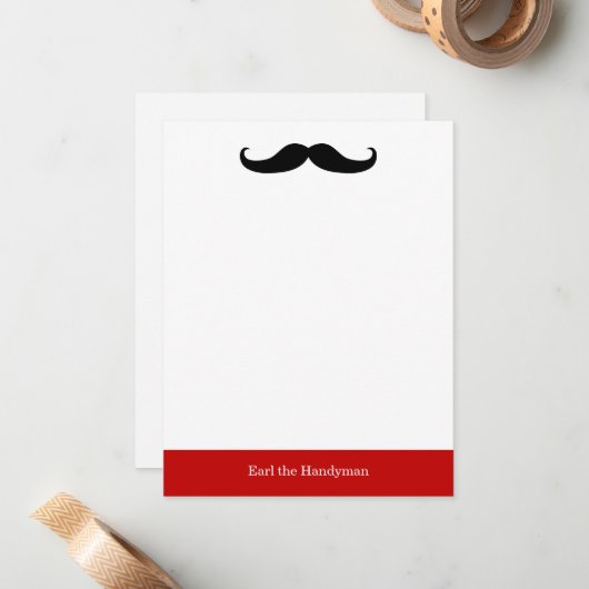 Mustache Stationery Notitiekaartje (Voorkant / Achterkant in situ)