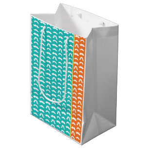 Mustache Stijlen Patroon Blauw Geel Sinaasappel Pl Medium Cadeauzakje