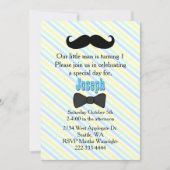 Mustache Striped First Birthday Invitation Kaart (Voorkant)