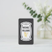 Mustache Stripes Golden Shears Comb Visitekaartje (Staand voorkant)