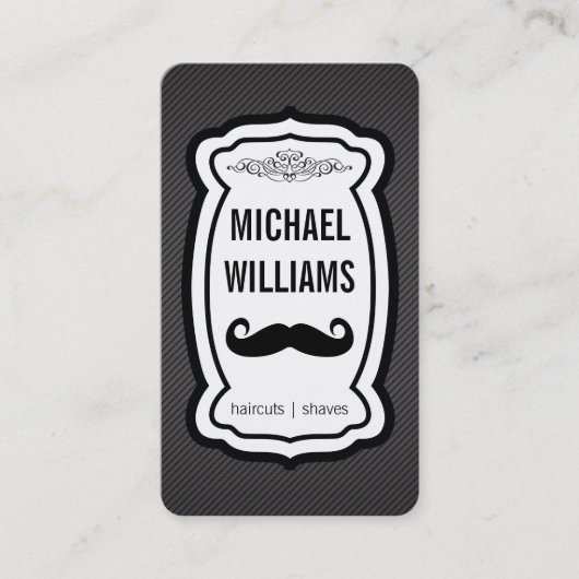 Mustache / Stripes (zwart) Visitekaartje (Voorkant)