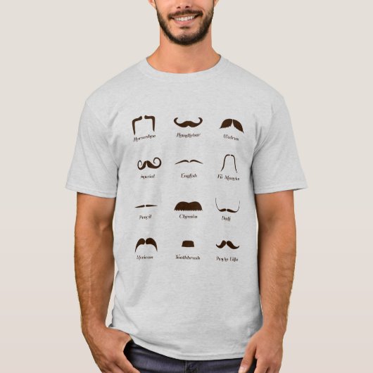 Mustache Style Identification Chart T-shirt (Voorkant)