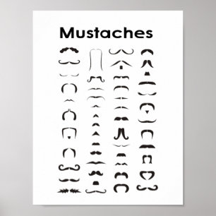 Mustache Styles Chart Poster Funny Gift