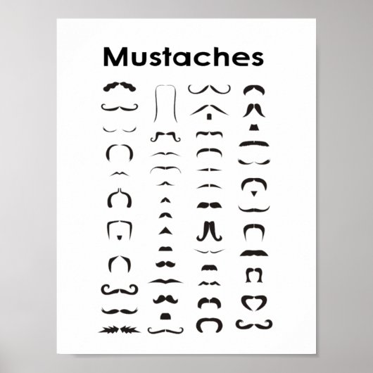 Mustache Styles Chart Poster Funny Gift (Voorkant)