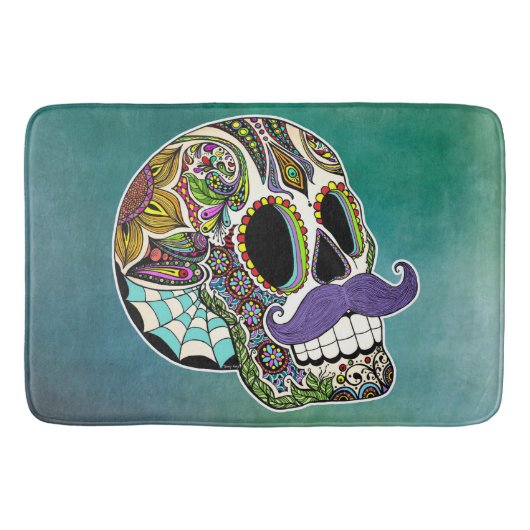 Mustache Sugar Skull Badmat (Voorkant)