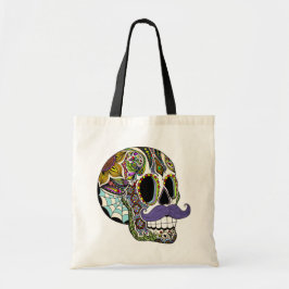 Mustache Sugar Skull Bag - Kleurversie Tote Bag