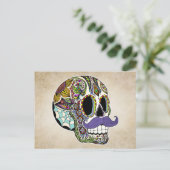 Mustache Sugar Skull Color Briefkaart (Staand voorkant)