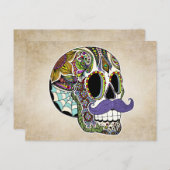 Mustache Sugar Skull Color Briefkaart (Voorkant / Achterkant)