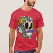 Mustache Sugar Skull Color Version T-shirt (Voorkant)
