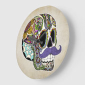 Mustache Sugar Skull Wall klok (Hoek)