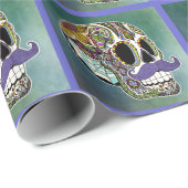 Mustache Sugar Skull Wrapping Paper Cadeaupapier (Rol Hoek)