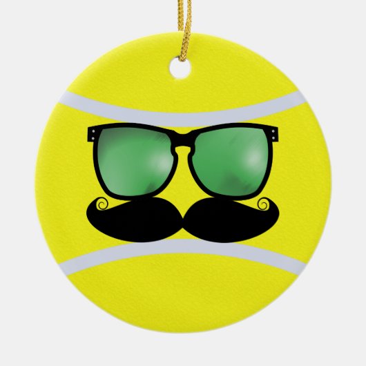 Mustache Tennis Ball Ornament (Voorkant)