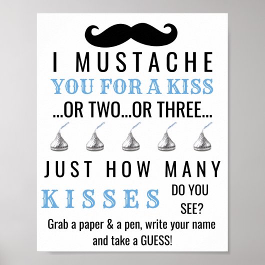 Mustache Theme Baby shower Game Poster (Voorkant)