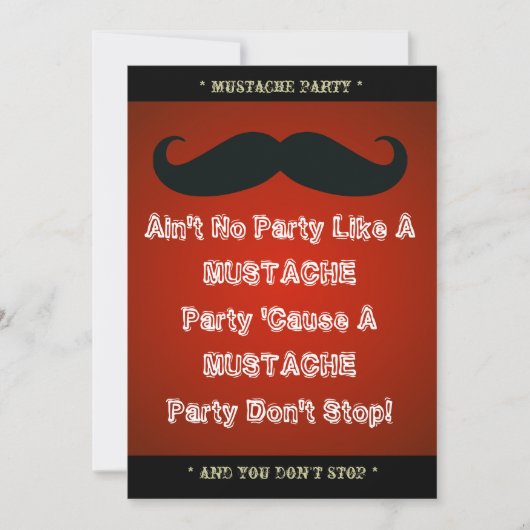 Mustache Theme Party Custom Invitation Kaart (Voorkant)
