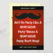 Mustache Theme Party Custom Invitation Kaart (Voorkant / Achterkant)