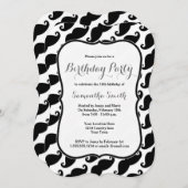 Mustache Thmed Birthday Invitation Kaart (Voorkant / Achterkant)