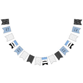 Mustache ThreadBlue en Black Baby shower Banner